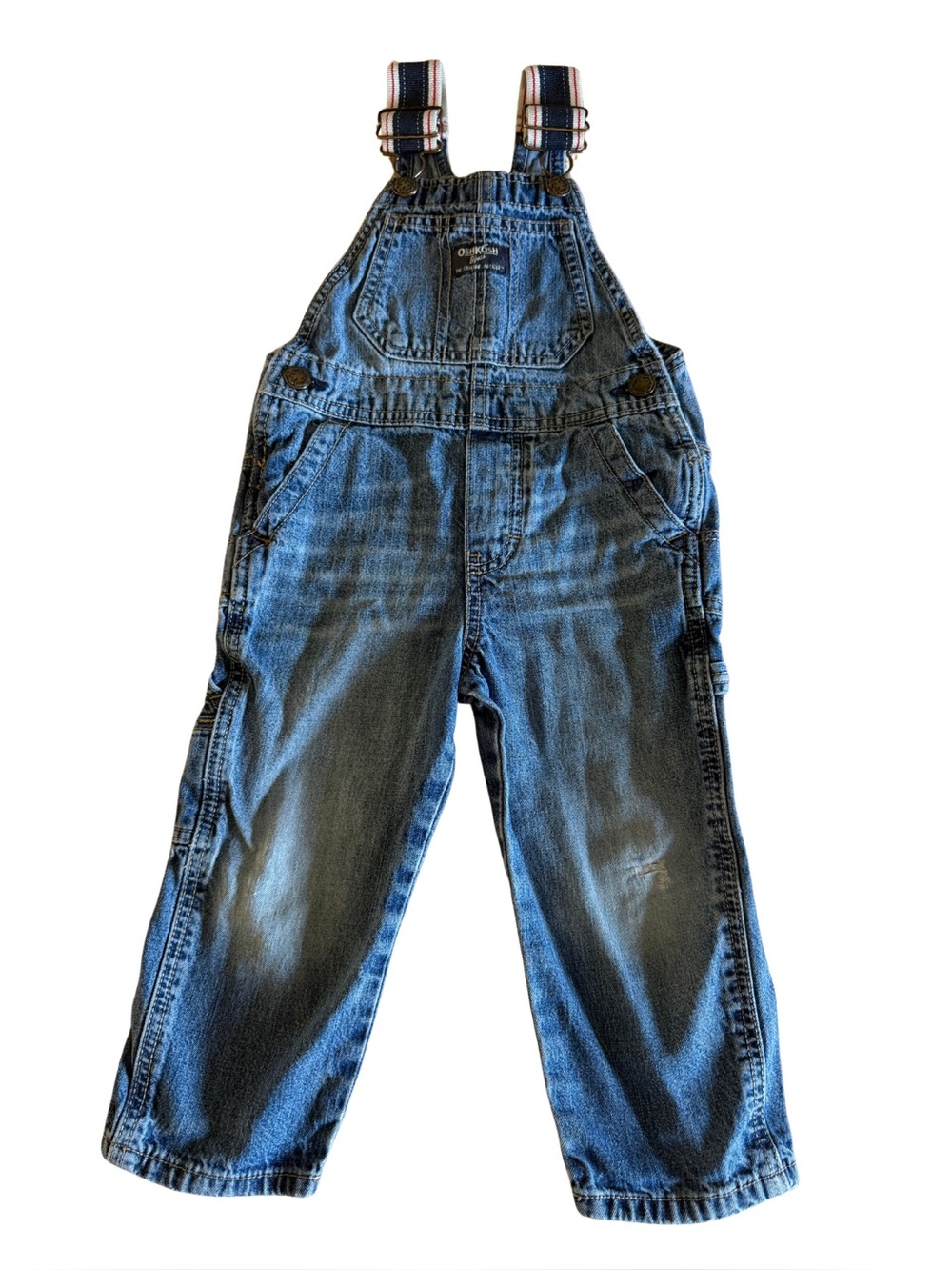 OshKosh B'gosh VESTBAK Cargo Denim Overalls Medium Wash 2T